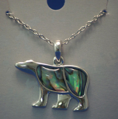 Sterling Silver / Abalone Bear, Necklace