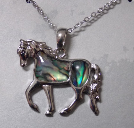 Sterling Silver / Abalone Horse, Necklace
