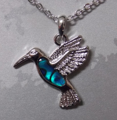 Sterling Silver / Abalone Hummingbird, Necklace