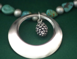 Sterling Silver Pinecone Bangle Necklace